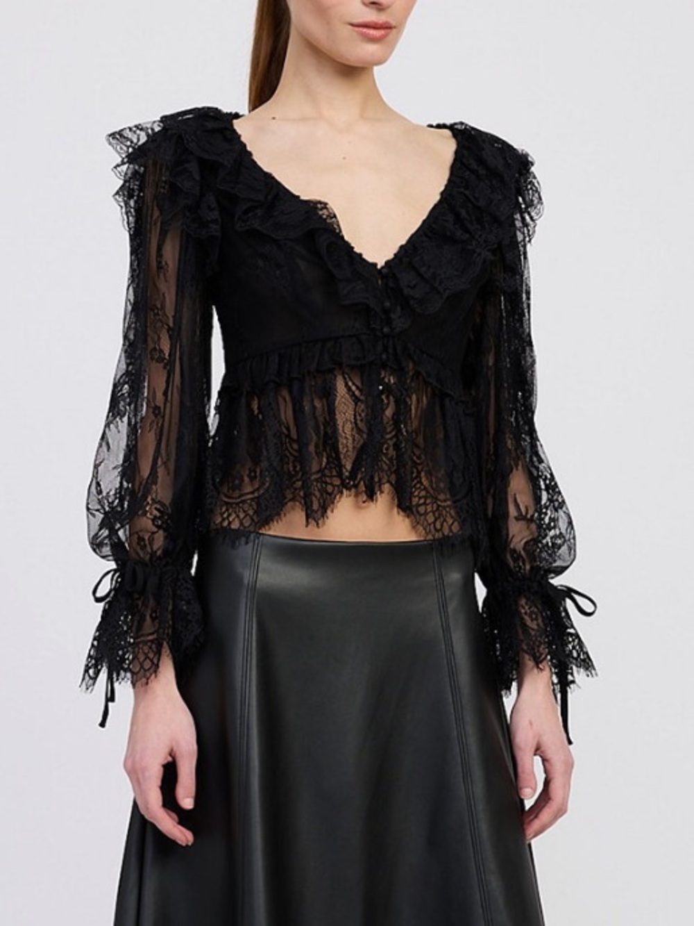 En Saison Women's Peregrine Lace Peplum Top - Picture 2 of 3